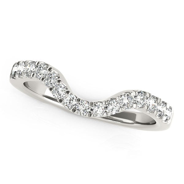 Bague de mariage courbée en or blanc 14k avec diamants