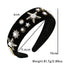 Fashionable velvet pearl black starfish hairband - Korvel