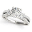 Anillo de Compromiso de Diamante Redondo de 3 Piedras con Shank Dividido de Oro Blanco de 14k