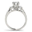 Anillo de Compromiso de Diamante Redondo de 3 Piedras con Shank Dividido de Oro Blanco de 14k