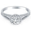 14k White Gold Diamond Halo Split Shank Engagement Ring