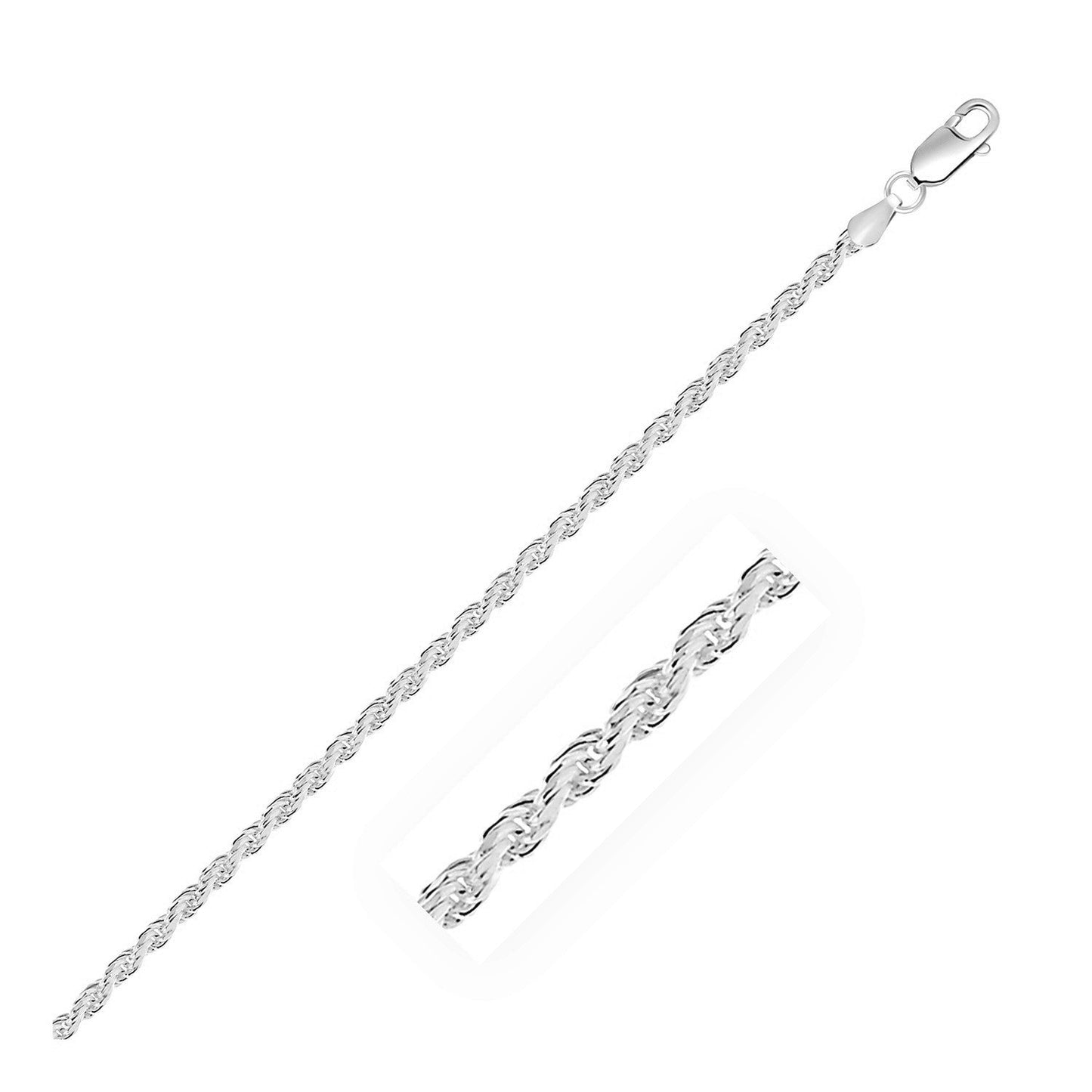 Sterling Silver 2.9mm Diamond Cut Rope Chain
