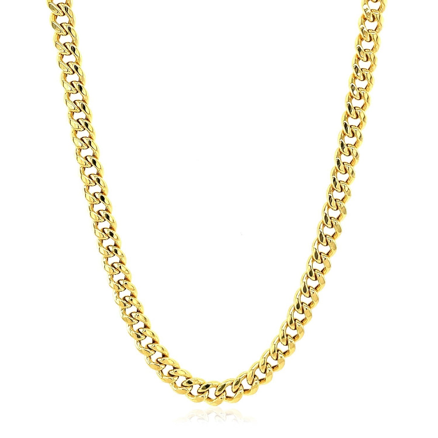 Cadena Miami Cubana Semi Sólida de Oro Amarillo de 10k - 4.50 mm