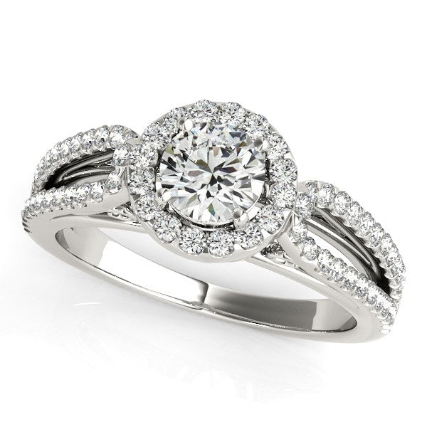 Anillo de Compromiso de Diamante con Diseño de Teardrop y Banda Dividida en Oro Blanco de 14k