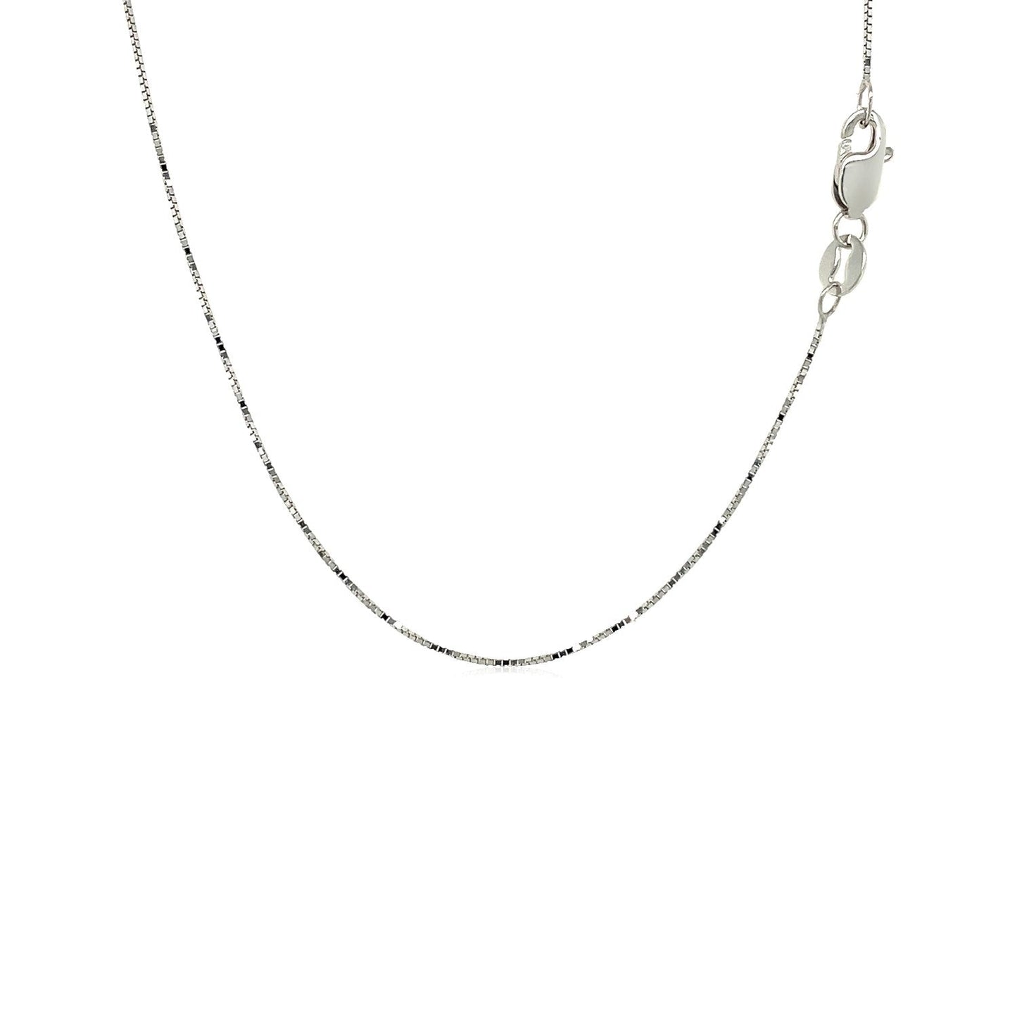 18k White Gold Box Chain - 0.6mm Elegance