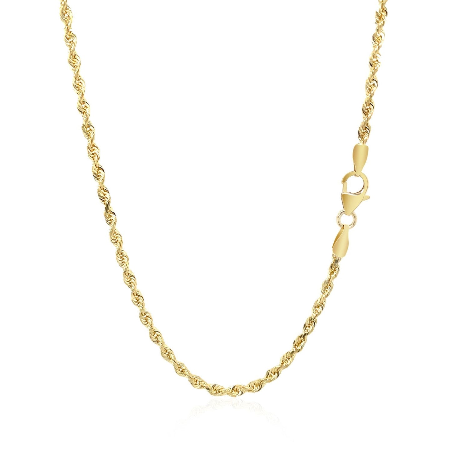 Collier en chaîne en or jaune 14 carats de 2,5 mm avec taille de diamant