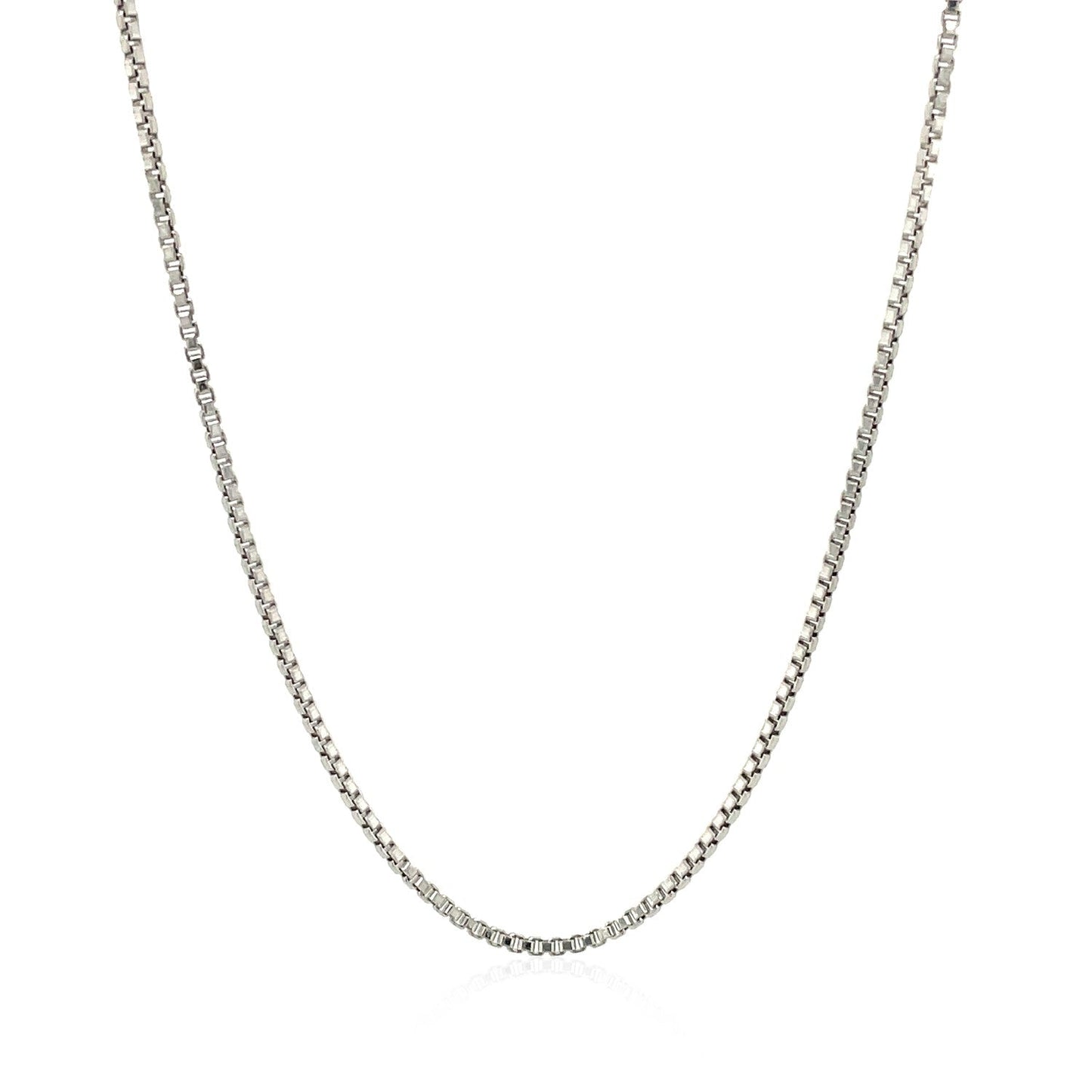 Cadena de Caja de Plata Esterlina Baño de Rodio 1.3mm