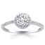 Bague de fiançailles en or blanc 14 carats avec halo de diamants