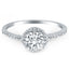 Bague de fiançailles en or blanc 14 carats avec halo de diamants