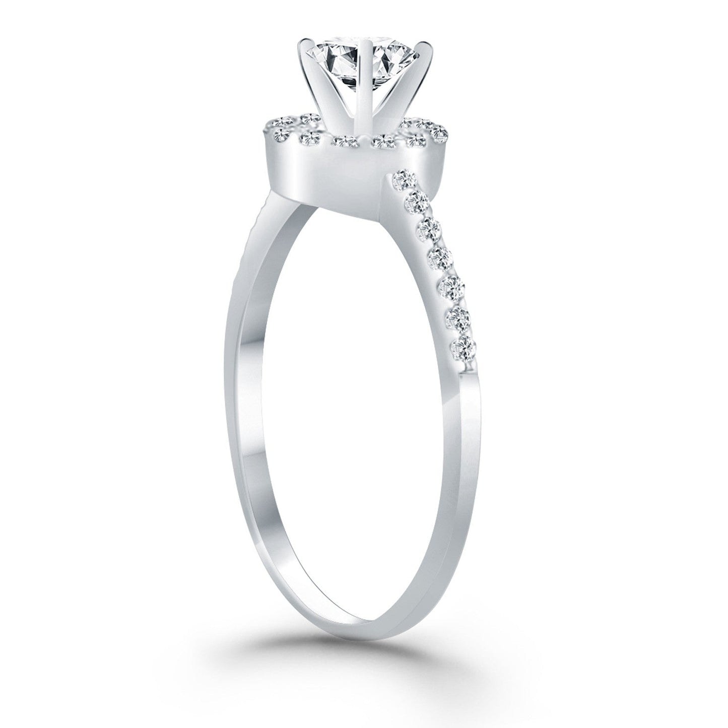 Bague de fiançailles en or blanc 14 carats avec halo de diamants