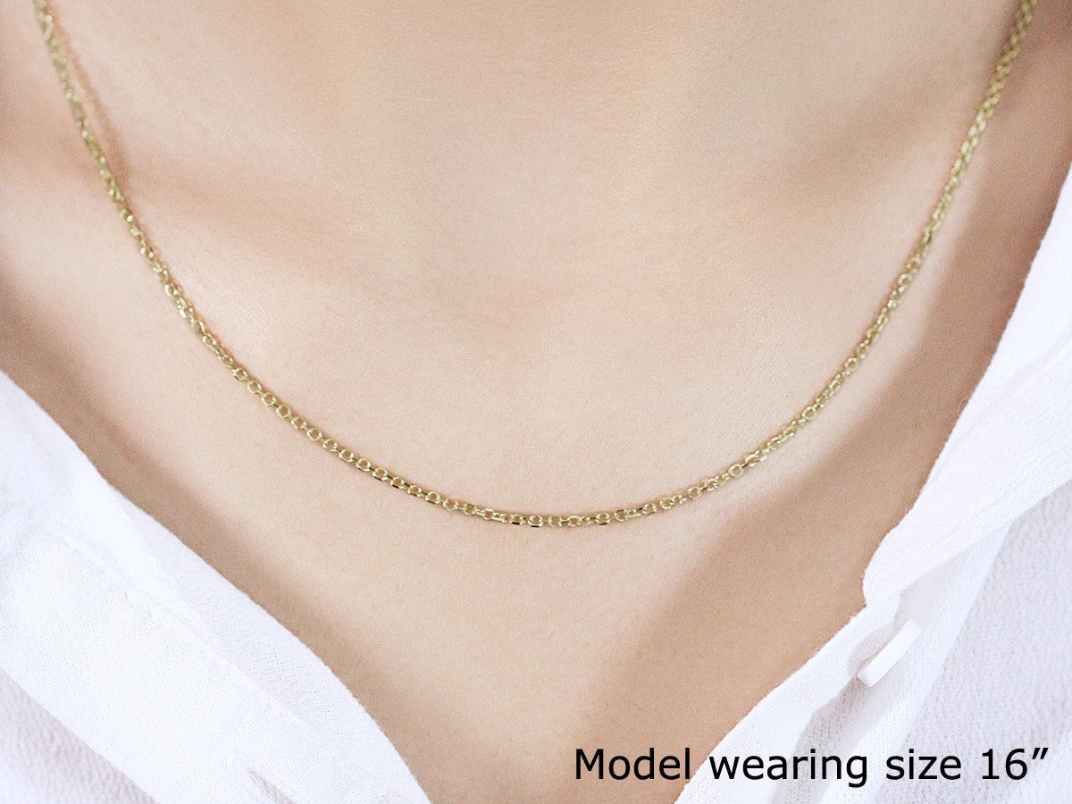 14k Yellow Gold Diamond Cut Cable Link Chain - 1.50 mm