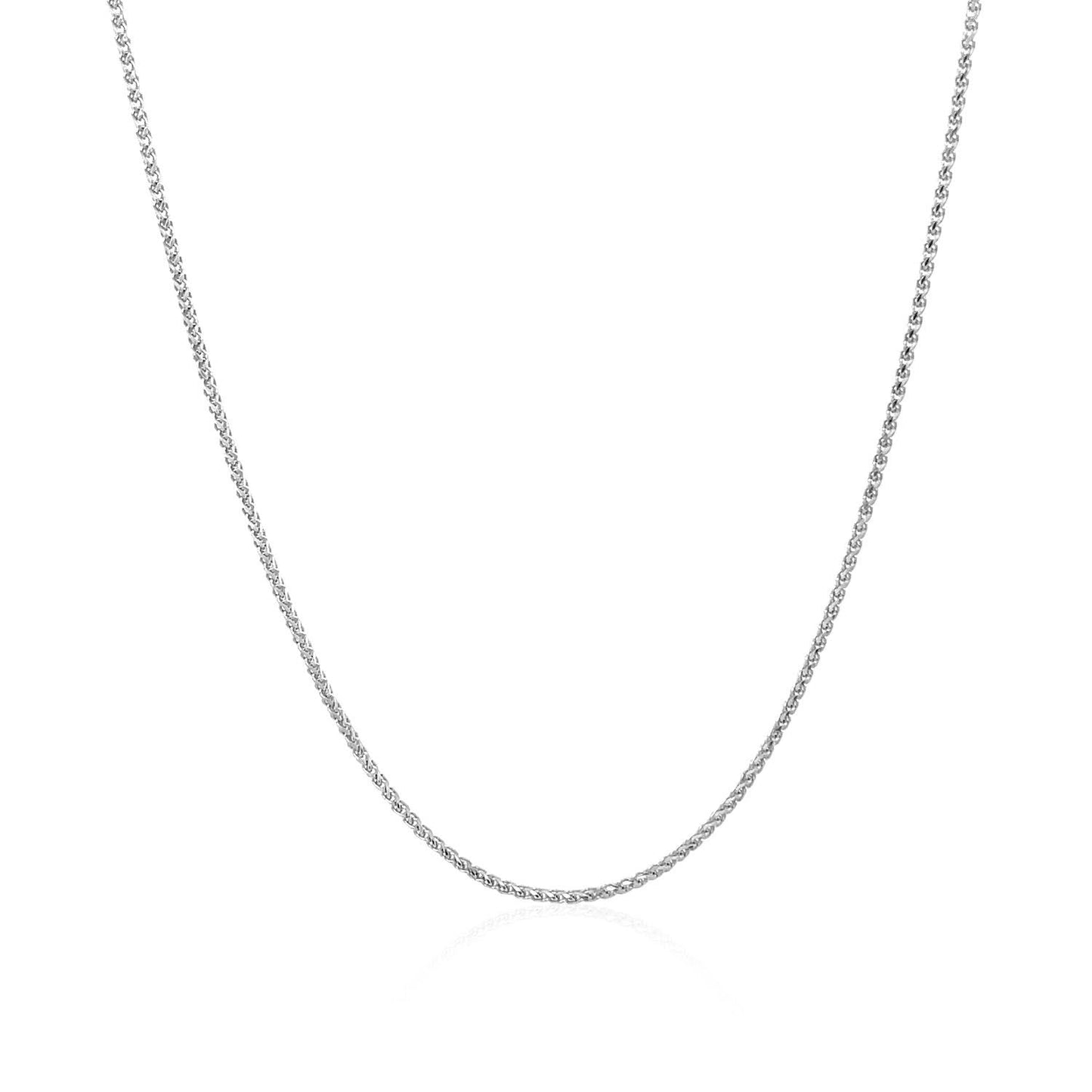 14k White Gold Diamond Cut Round Wheat Chain - 1.0mm
