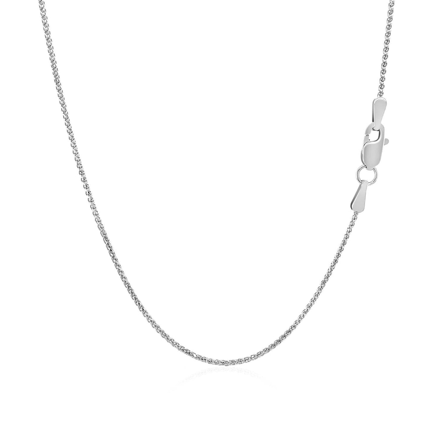 14k White Gold Diamond Cut Round Wheat Chain - 1.0mm