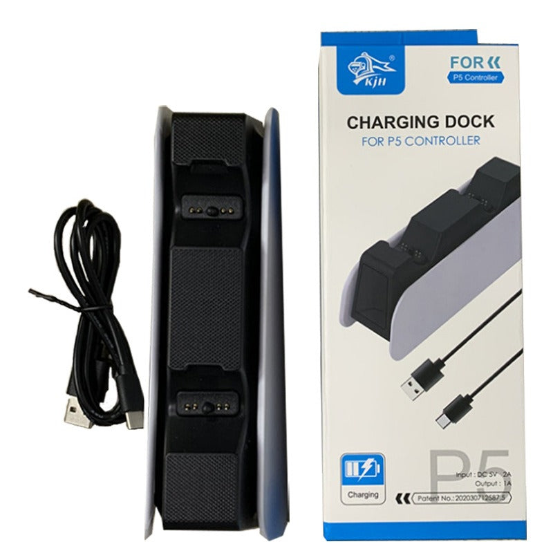 Suitable for PS5 wireless controller dual seat charging P5 controller charging dock with LED display PS5 headphone jack - Korvel