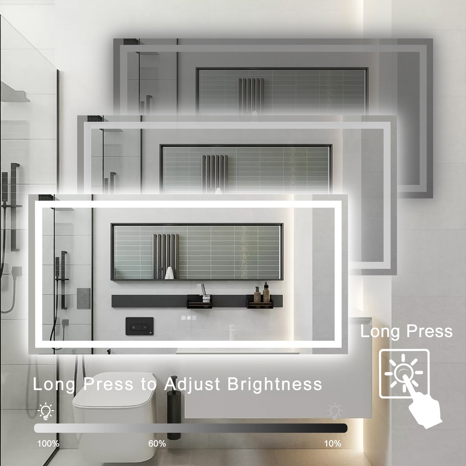 72"×36" LED Mirror Light Bathroom,anti-Fog & Dimming Led Bathroom Vanity Mirror - Korvel