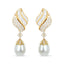 Boucles d'oreilles pendantes en or jaune 18 carats, diamants et perles de mer du Sud