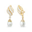 Boucles d'oreilles pendantes en or jaune 18 carats, diamants et perles de mer du Sud