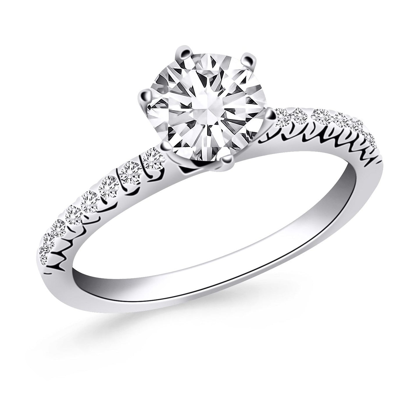 Anillo de Compromiso de Oro Blanco de 14k con Acentos de Diamante
