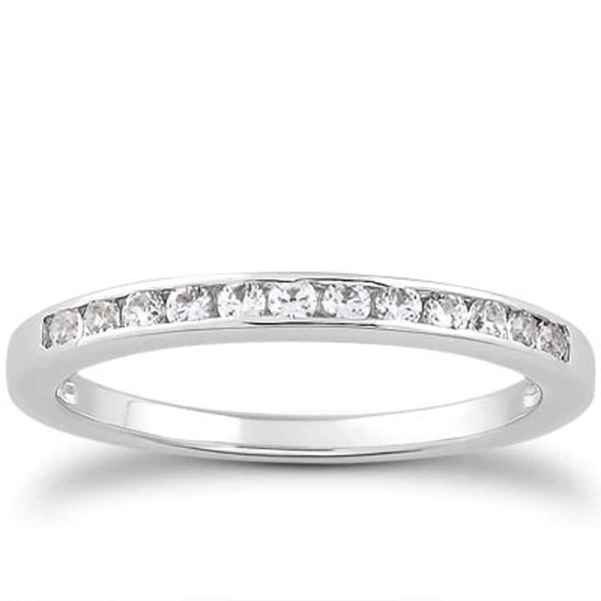 14k White Gold Channel Set Diamond Wedding Ring Band