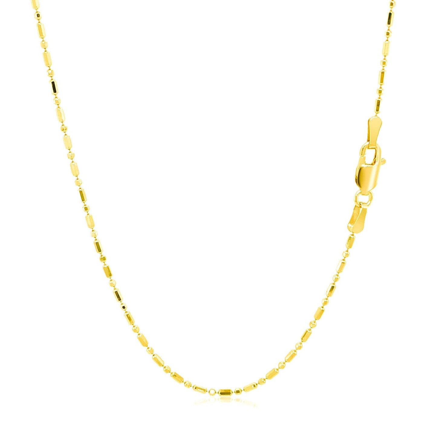 Cadena de cuentas alternas cortadas con diamante de oro amarillo de 14k - 1.2mm
