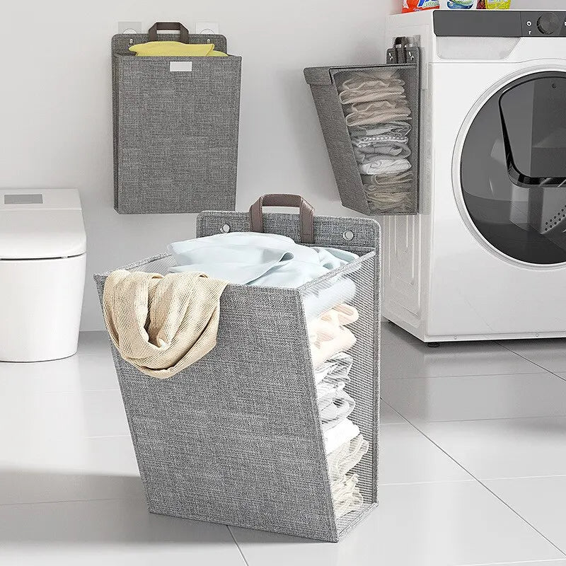 Dirty Clothes Basket Foldable Home Dormitory Dormitory Multifunctional Organization Storage Wall Hanging Basket - Korvel