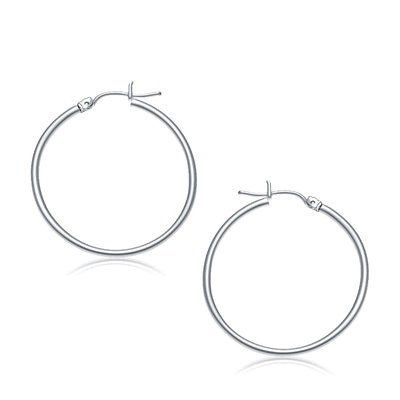 Aros de Aro Pulidos de Oro Blanco de 14k - 30 mm