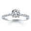 14k White Gold Diamond Engagement Ring with Prong Accents