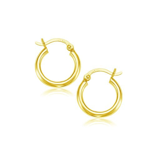 Boucles d'oreilles créoles polies en or jaune 14k - 15 mm