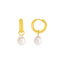 14k Yellow Gold Small Hoop Earrings with Pearls