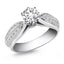 Bague de fiançailles en diamant pavé à double rang en or blanc 14 carats