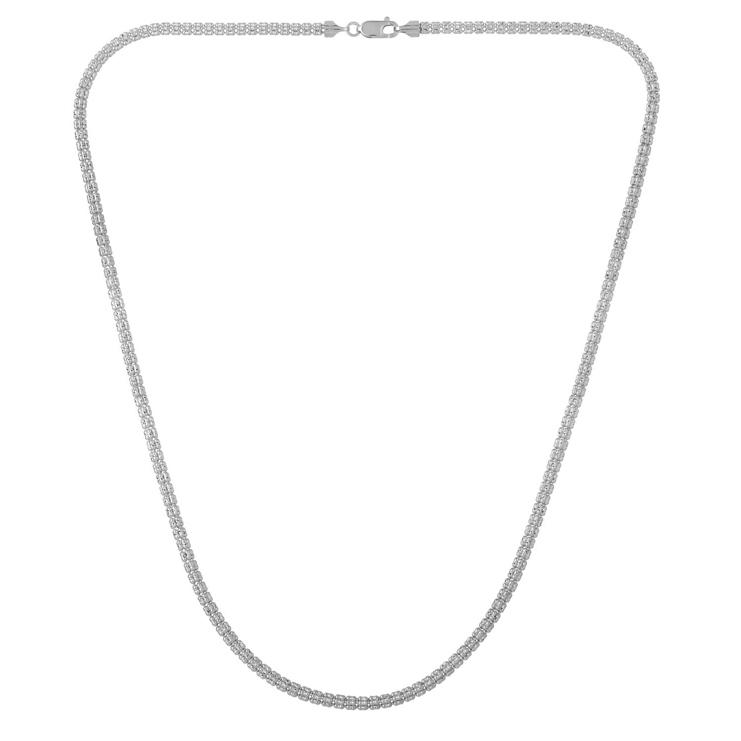 14k White Gold Ice Barrel Chain - 3.10 mm