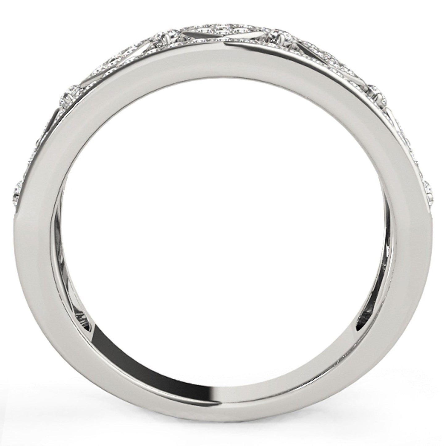 Bague à Motif Carré Sertie de Diamants en Or Blanc 14k