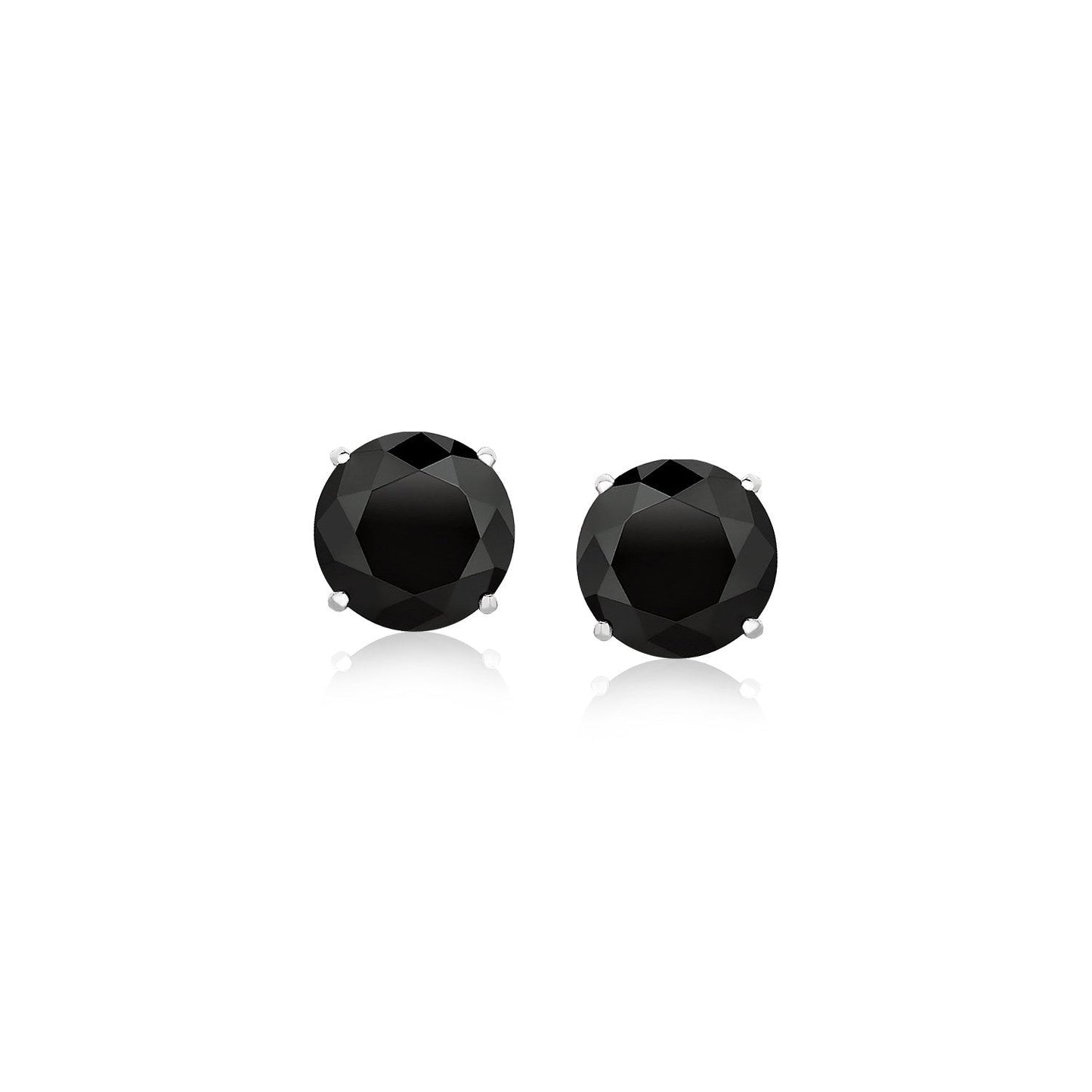 Boucles d'oreilles en or blanc 14k avec zircon cubique noir
