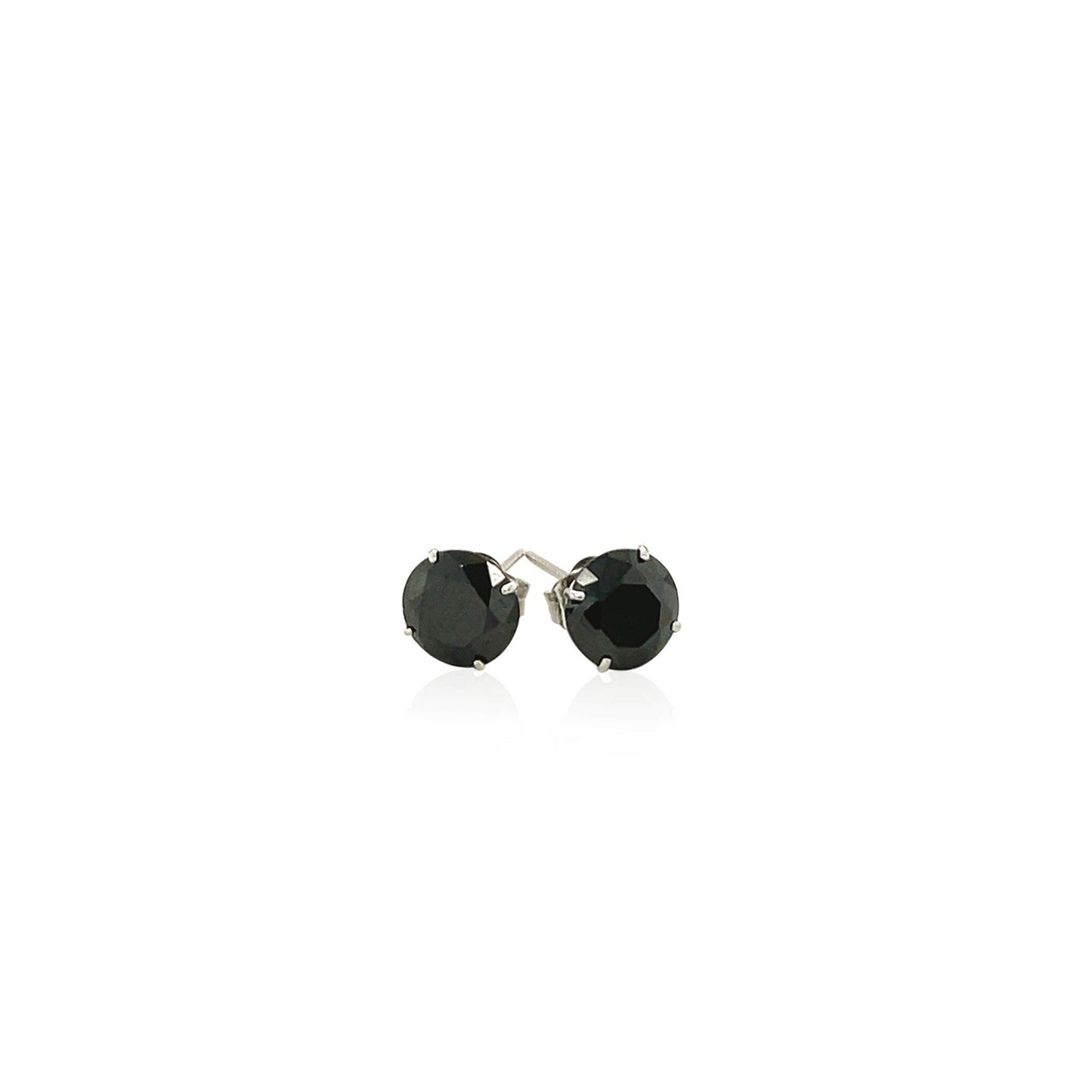 Boucles d'oreilles en or blanc 14k avec zircon cubique noir