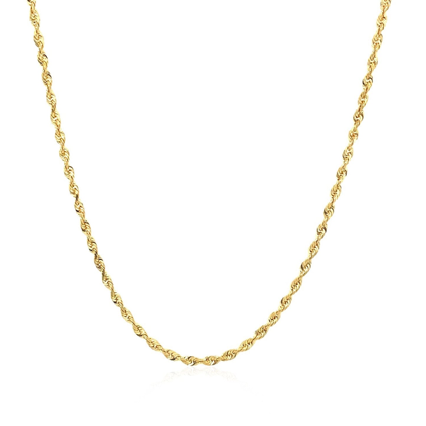 Chaîne en or jaune 10 carats avec coupe diamant en corde - 1,5 mm