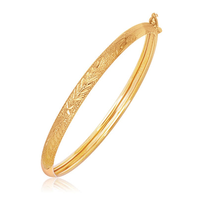 14k Yellow Gold Diamond Cut Motif Children's Bangle