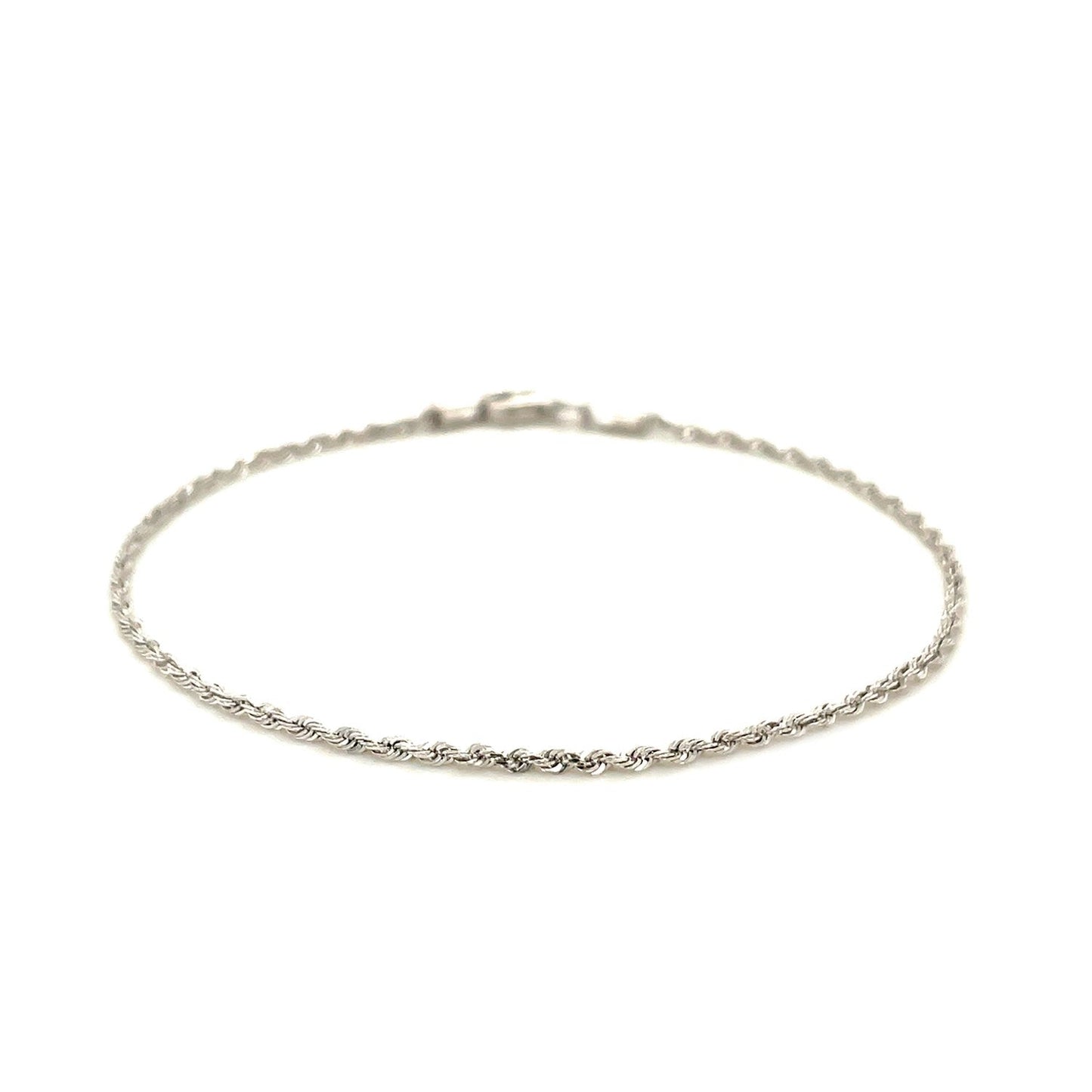 Bracelet en or blanc 14k solide avec motif torsadé en diamant - 1,5 mm
