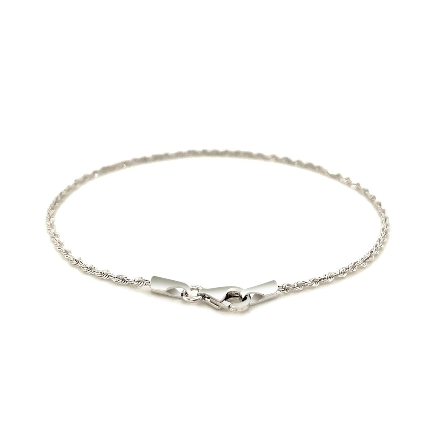 Bracelet en or blanc 14k solide avec motif torsadé en diamant - 1,5 mm