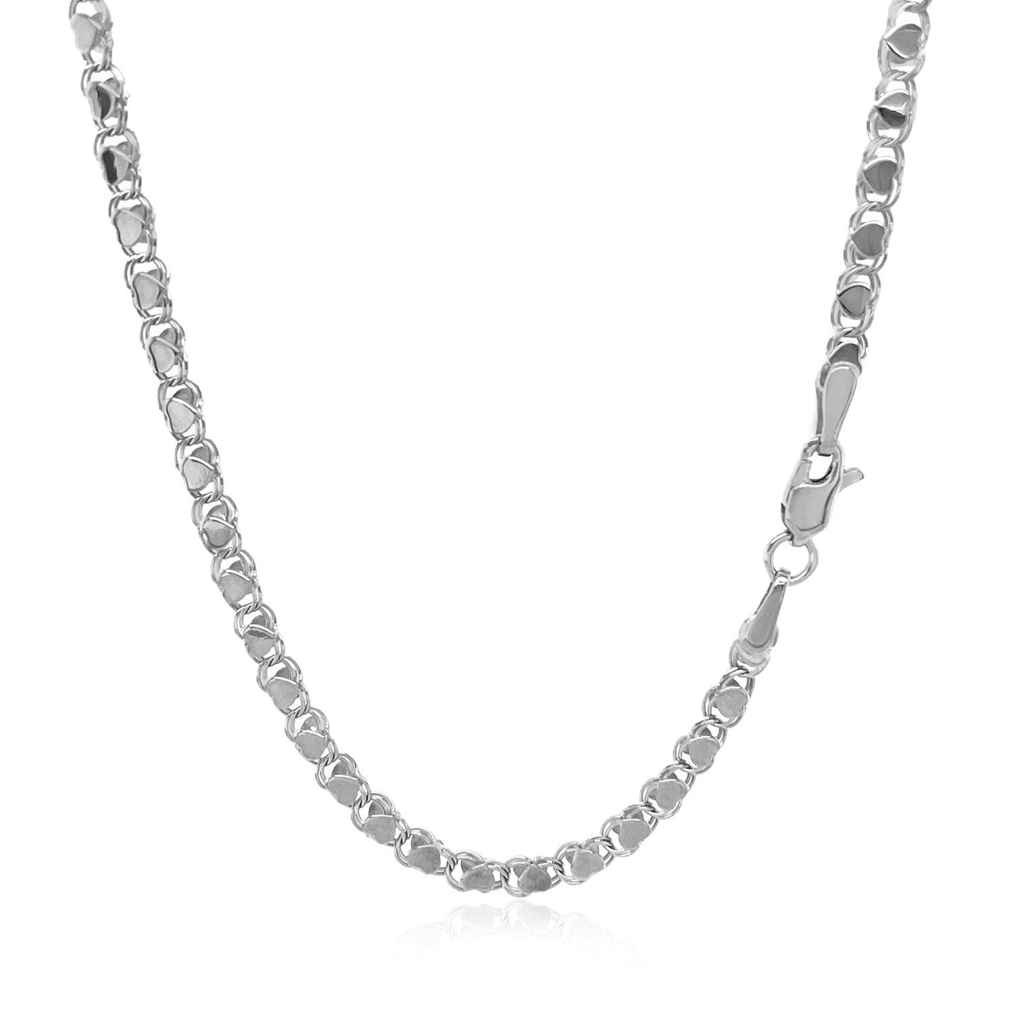 Collar de Cadena en Oro Blanco de 14k con Corazón - 2.9mm