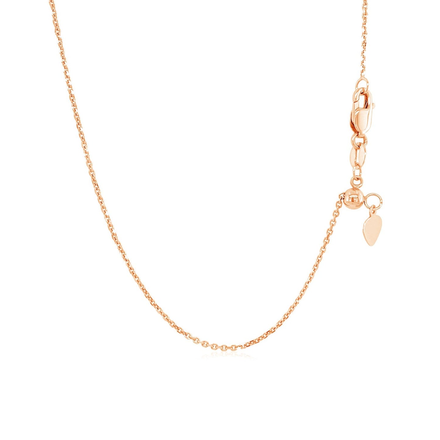 Collar de cadena ajustable de cable de oro rosa de 14k