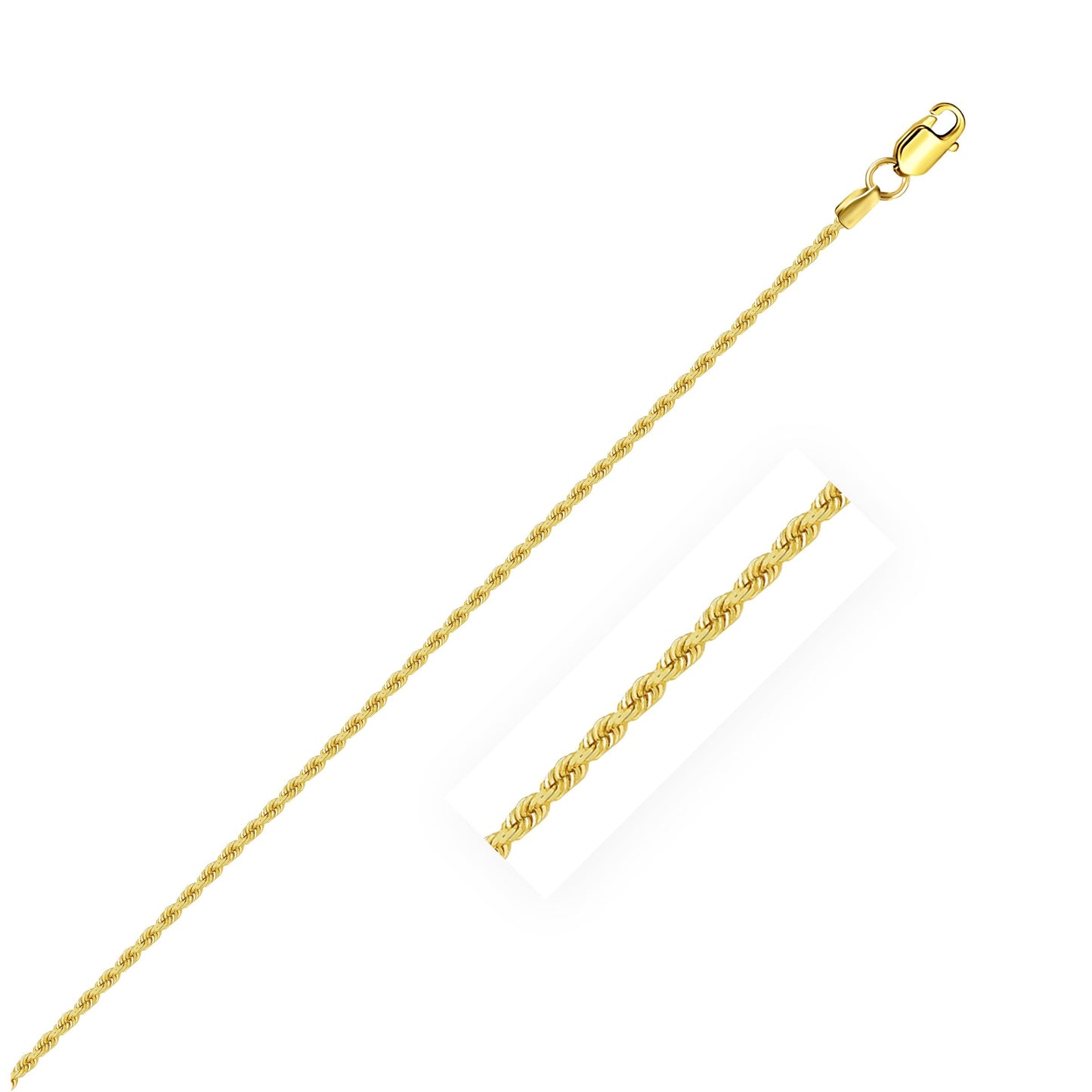 Cadena de Cuerda Sólida de Oro Amarillo de 14k 1.25mm
