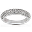 Anillo de boda de diamantes micro-pavé de triple fila en oro blanco de 14k