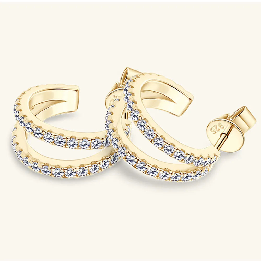 Moissanite 925 Sterling Silver C-Hoop Earrings - Korvel