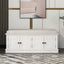 TREXM Storage Bench with Adjustable Doors and Padded Shoe Stand