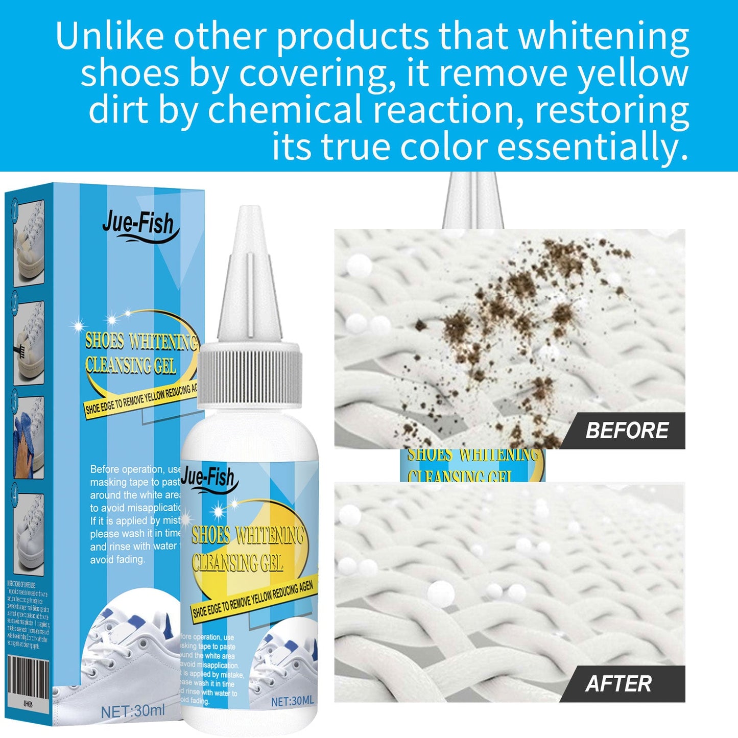 White Shoes Cleaner, White Shoes Strong Stain Removal Decontamination Yellow Whitening Cleaner - Korvel