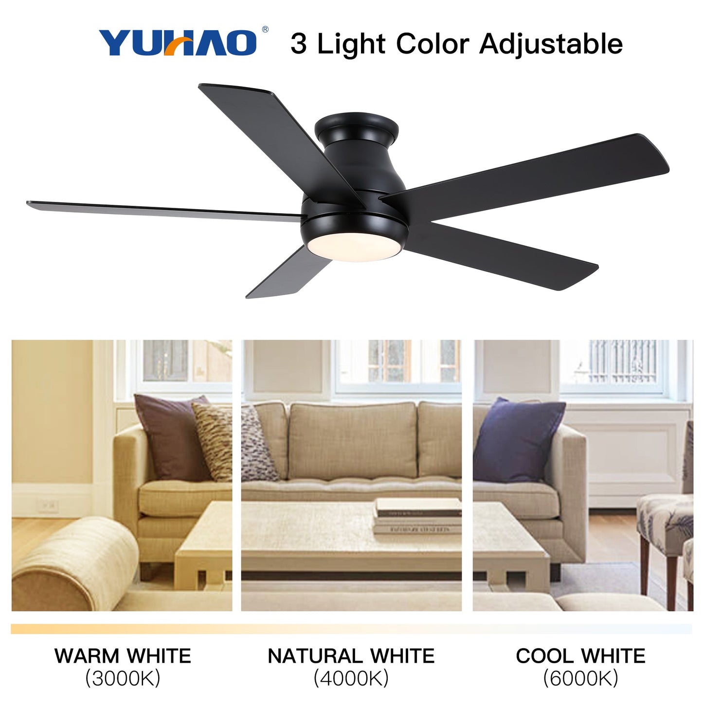 52" Low Profile Ceiling Fan with Lights - Korvel