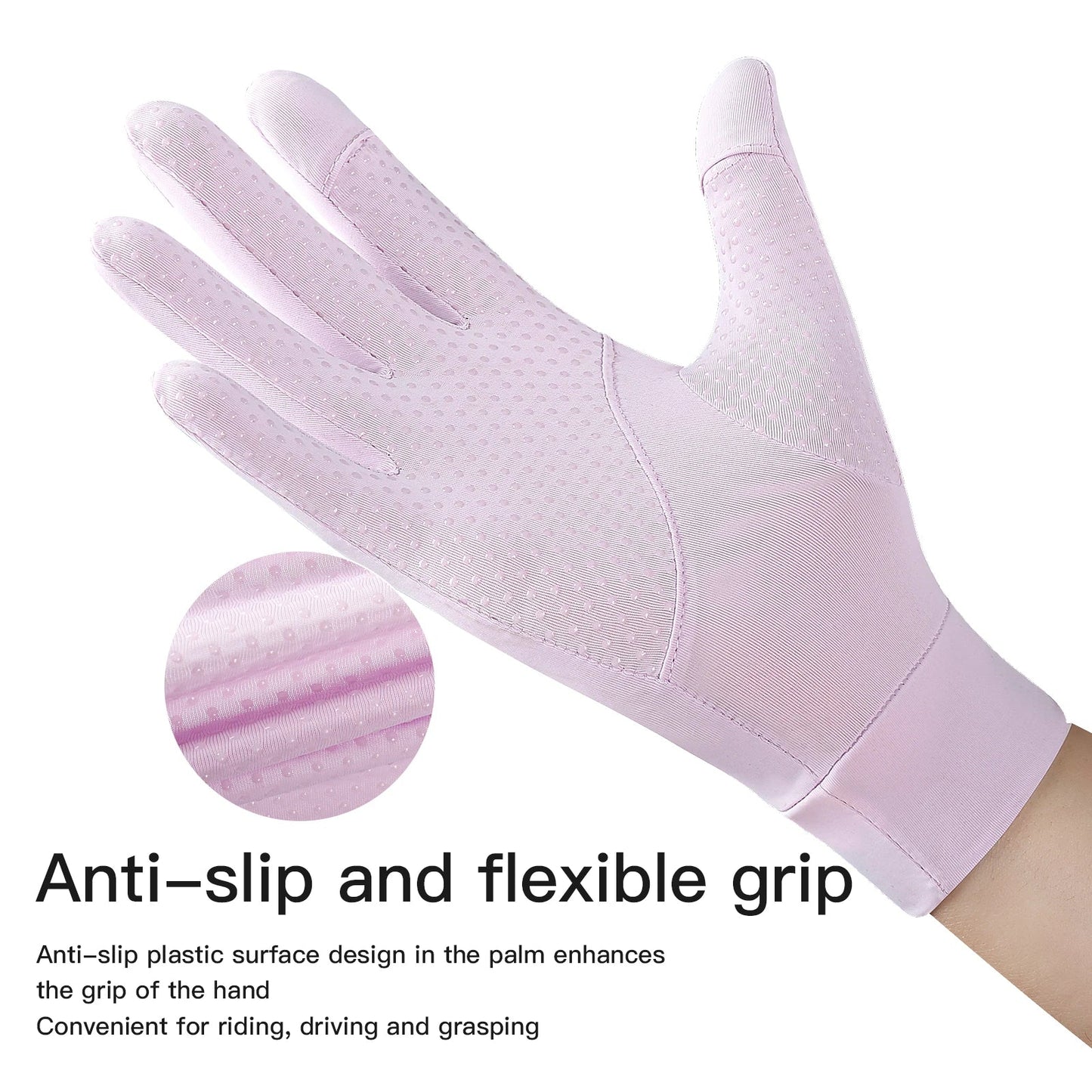 Cycling UV resistant thin breathable silicone anti slip touch screen sunscreen ice silk gloves - Korvel