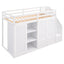 Functional Loft Bed with Storage and Shelves in White