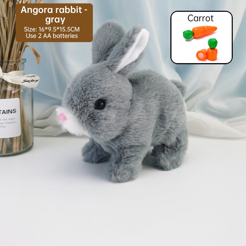 2025 Upgraded Interactive Bunny Toy. Hops, walks, talks, shakes ears. Plush Gift for Kids (Grey). - Korvel