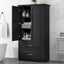 Tall Bathroom Storage Cabinet, Cabinet with Two Doors and Drawers, Adjustable Shelf, MDF Board, Black - Korvel